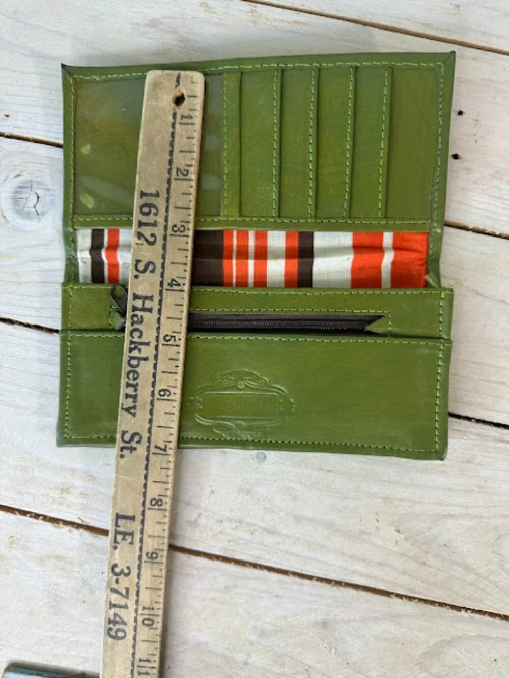 Leaders in Leather Green Tooled Wallet